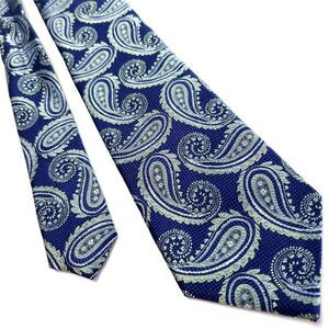 Joseph Abboud‎ Blue White Silk Tie Woven Paisley